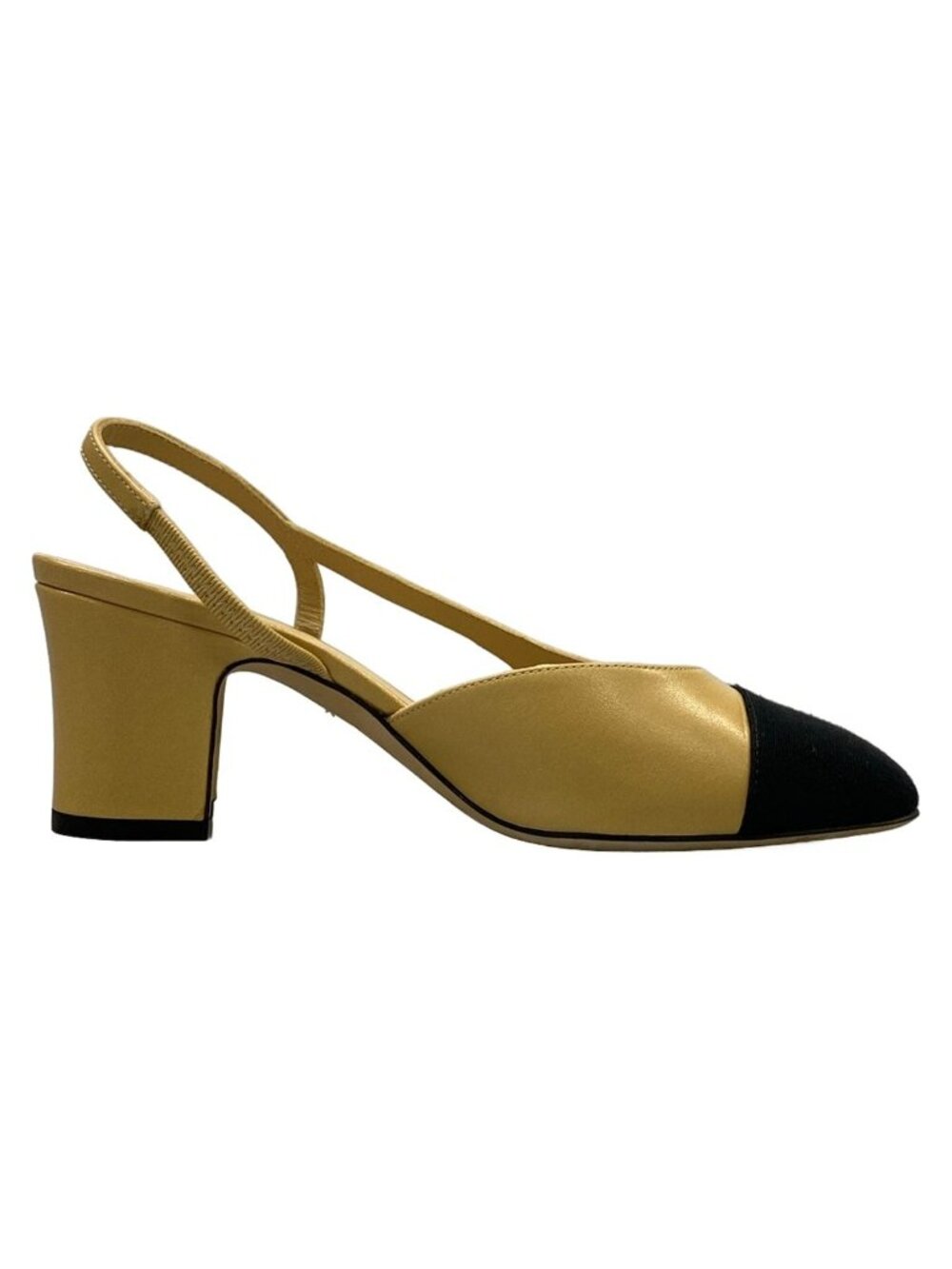 Chanel Sandals 35 C Beige Black Leather - Picture 2 of 13